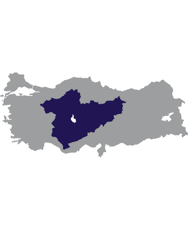 Landkaart Turkije grijs met Centraal-Anatolië‎ donkerblauw op transparante achtergrond - 600 * 733 pixels